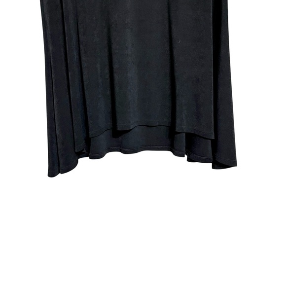 Chico's Travelers Womens Asymmetric Tunic 12 L Black Slinky Travel Minimalist - Picture 3 of 7